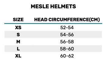 2025 Mesle Helmets 2 0 Size Chart